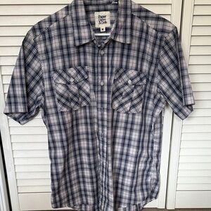 Paper Denim & Cloth Men's Navy Checkered Shirt